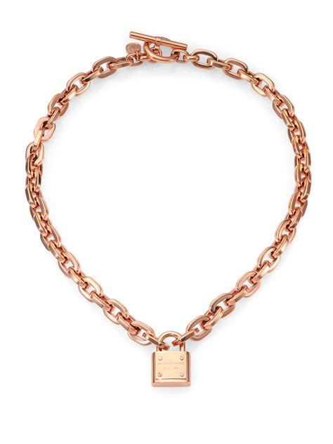 michael kors padlock necklace rose gold|Michael Kors rose gold bracelet.